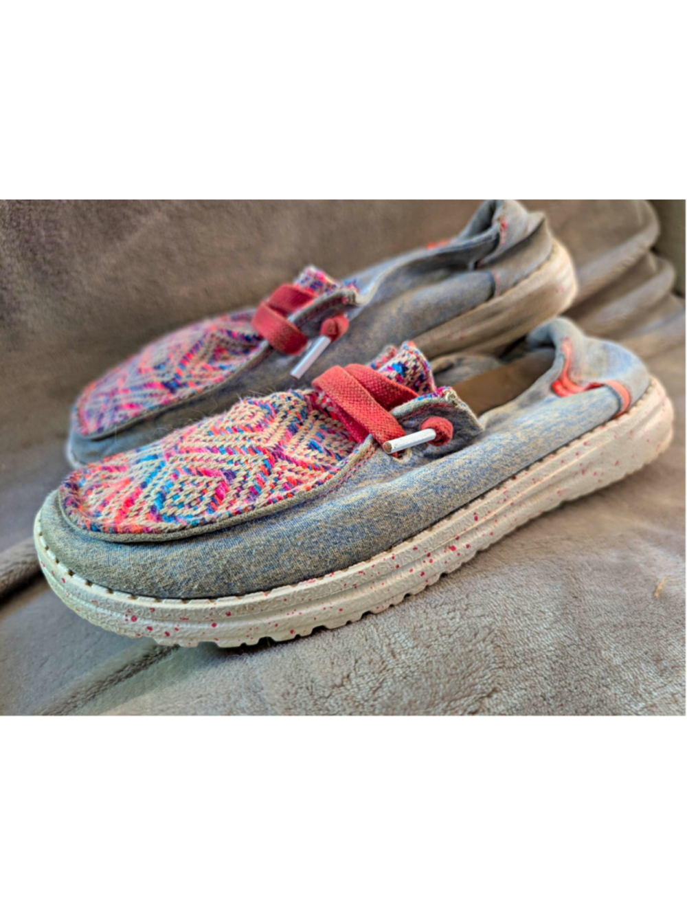 Hey Dude Wendy Men’s Denim Loafer, Geometric Multicolor, Comfort, US 6